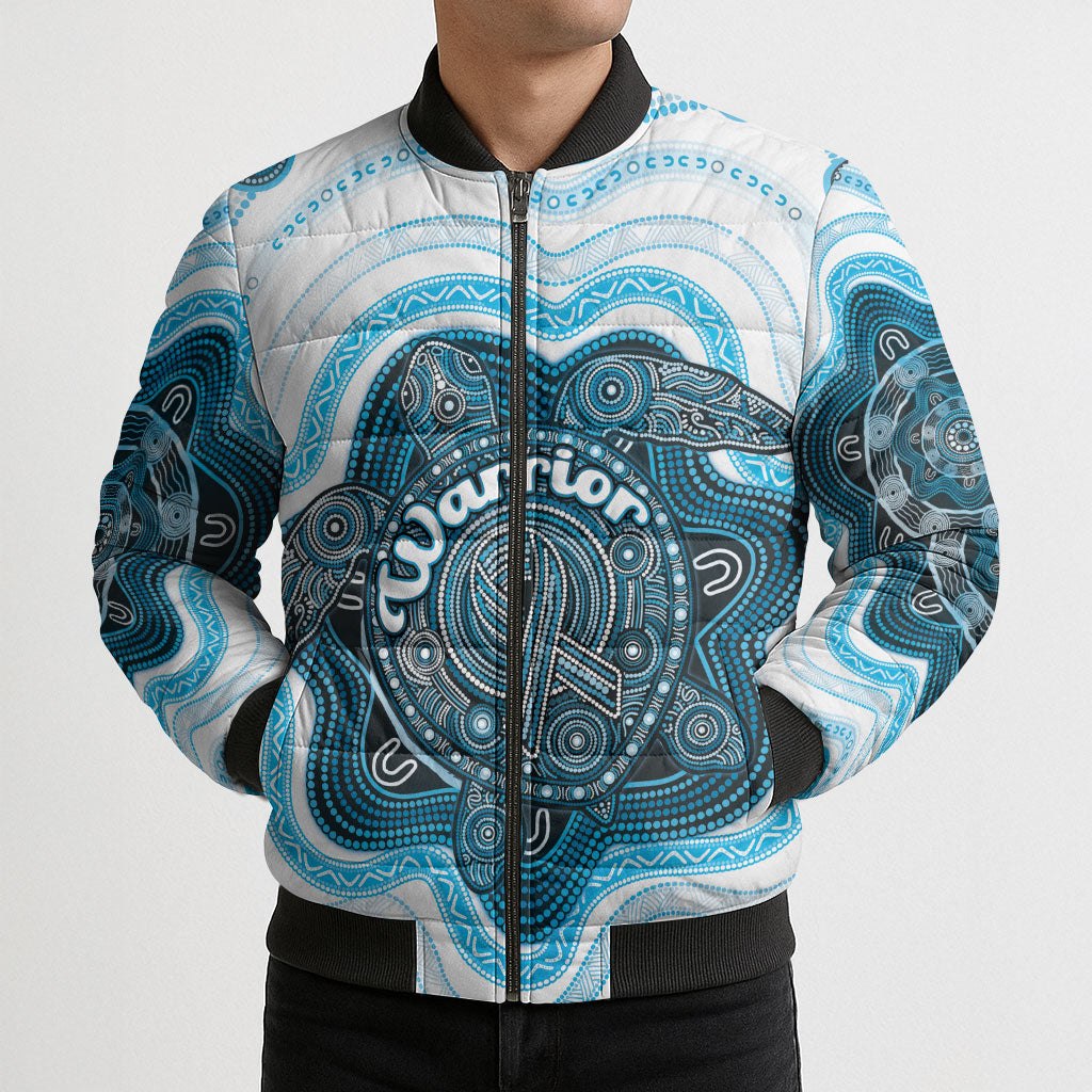 Personalised Prostate Cancer Support Bomber Puffer Jacket Warrior Ribbon Turtle Dot Art Pattern