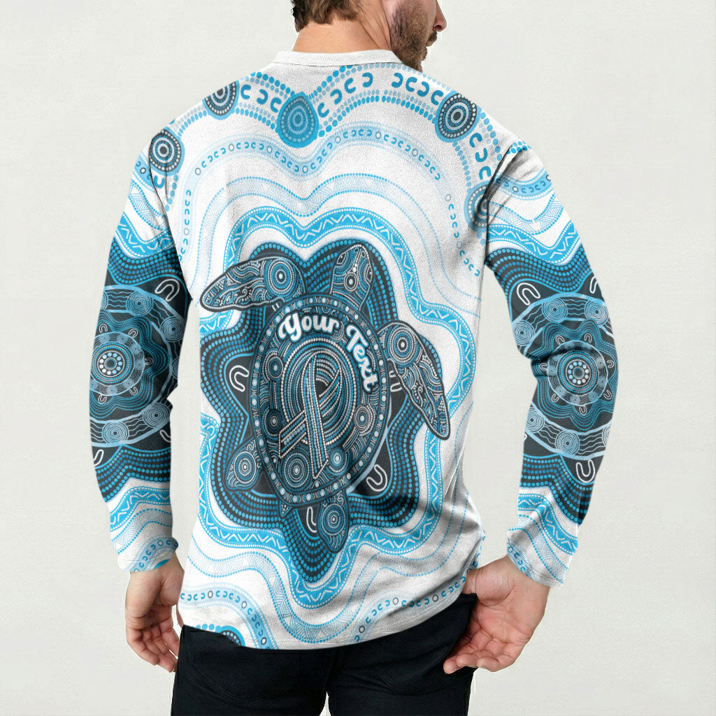 Personalised Prostate Cancer Support Button Sweatshirt Warrior Ribbon Turtle Dot Art Pattern