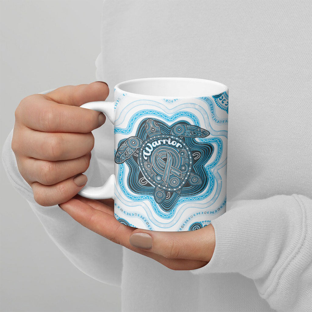 Personalised Prostate Cancer Support Ceramic Mug Warrior Ribbon Turtle Dot Art Pattern