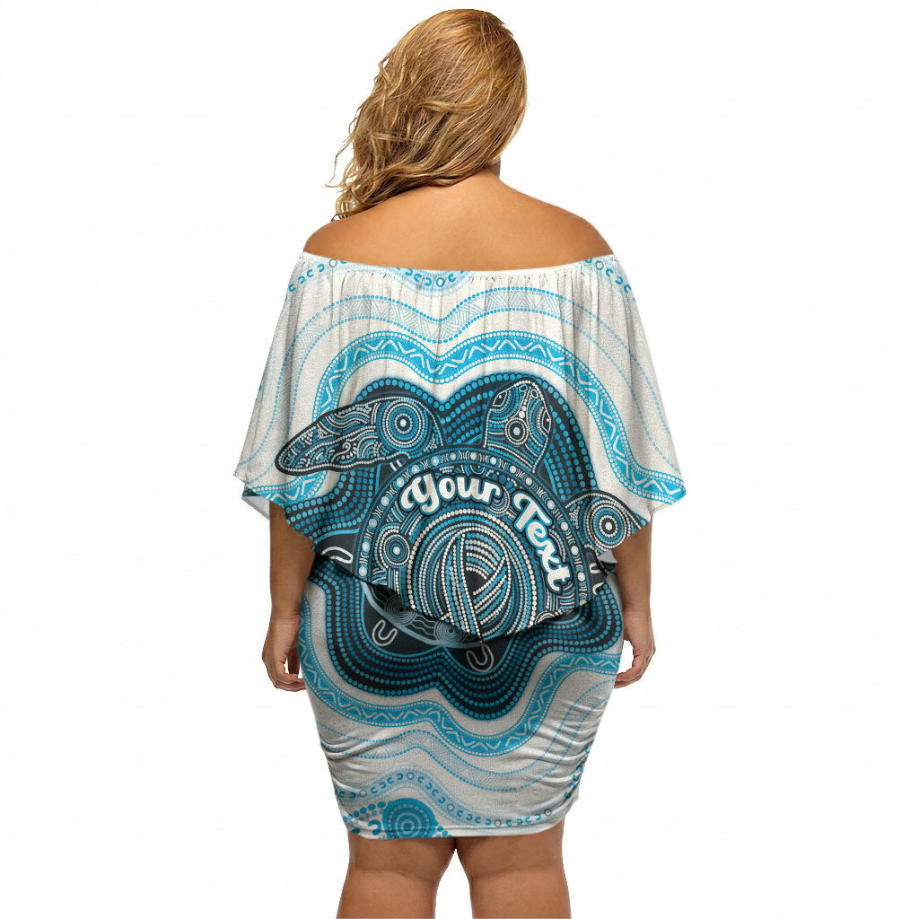 Personalised Prostate Cancer Support Off Shoulder Short Dress Warrior Ribbon Turtle Dot Art Pattern