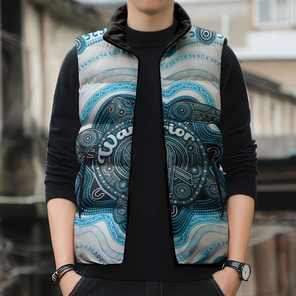 Personalised Prostate Cancer Support Sleeveless Puffer Jacket Warrior Ribbon Turtle Dot Art Pattern