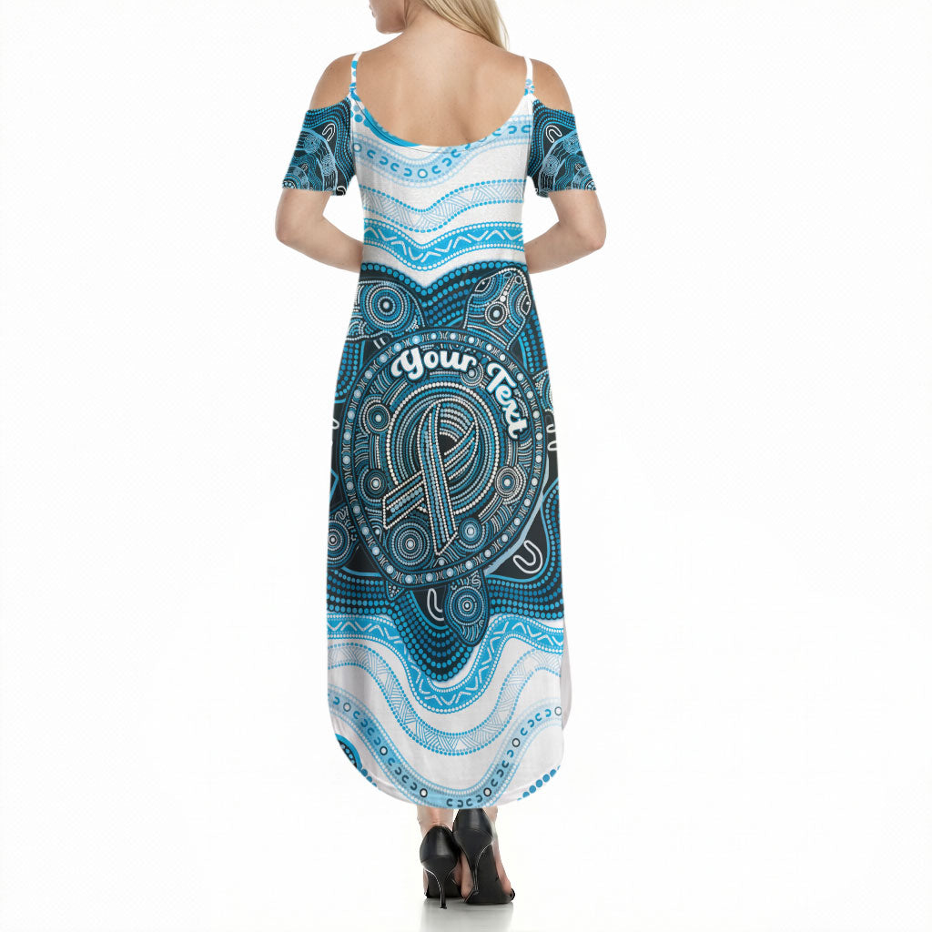Personalised Prostate Cancer Support Summer Maxi Dress Warrior Ribbon Turtle Dot Art Pattern