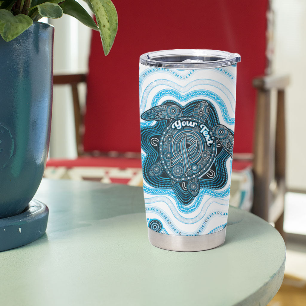 Personalised Prostate Cancer Support Tumbler Cup Warrior Ribbon Turtle Dot Art Pattern