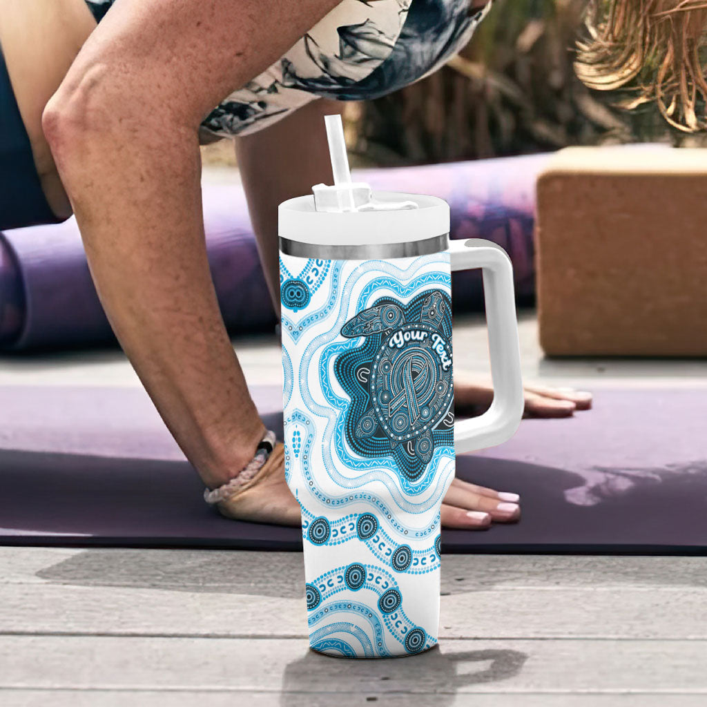 Personalised Prostate Cancer Support Tumbler With Handle Warrior Ribbon Turtle Dot Art Pattern