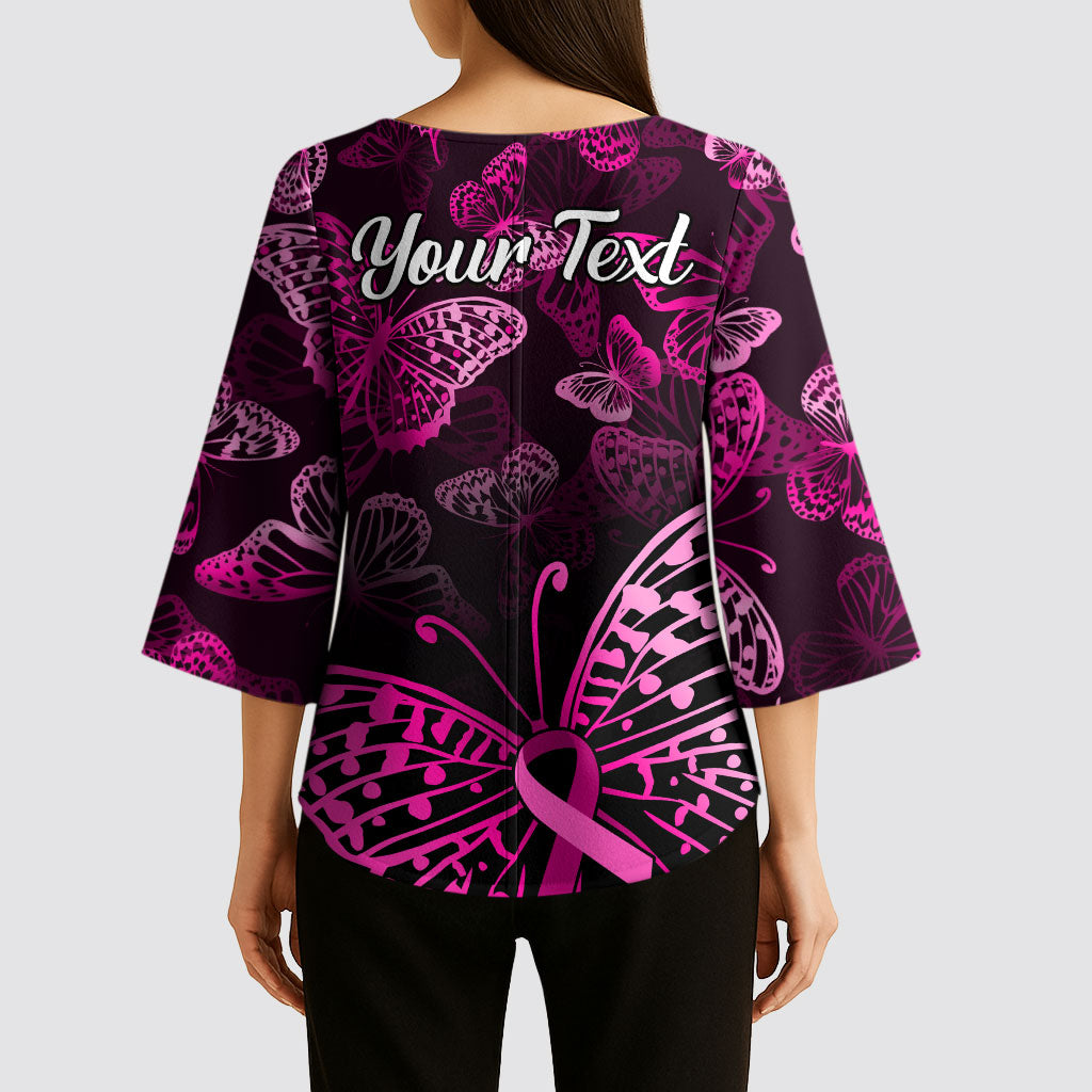 Personalised In October We Wear Pink Kimono Sleeve Blouse Breast Cancer Support