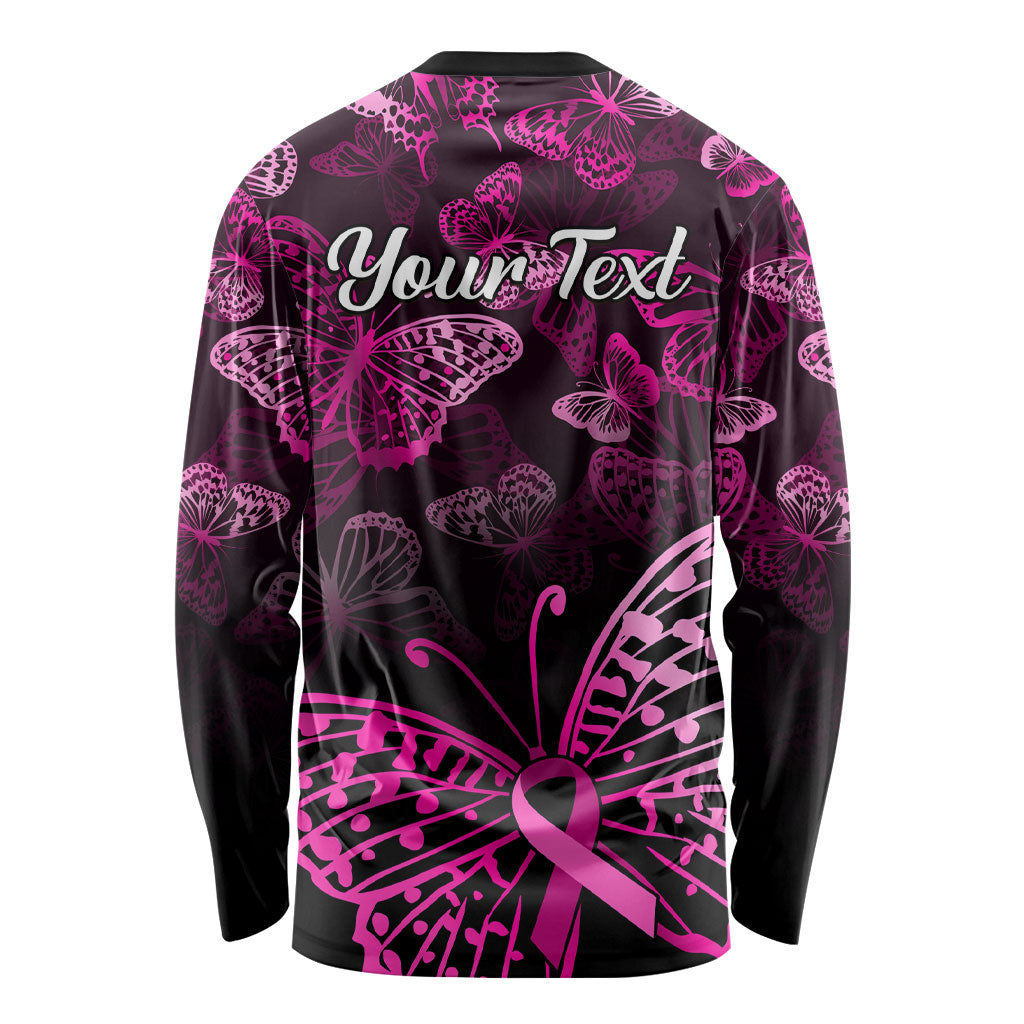 Personalised In October We Wear Pink Long Sleeve Shirt Breast Cancer Support