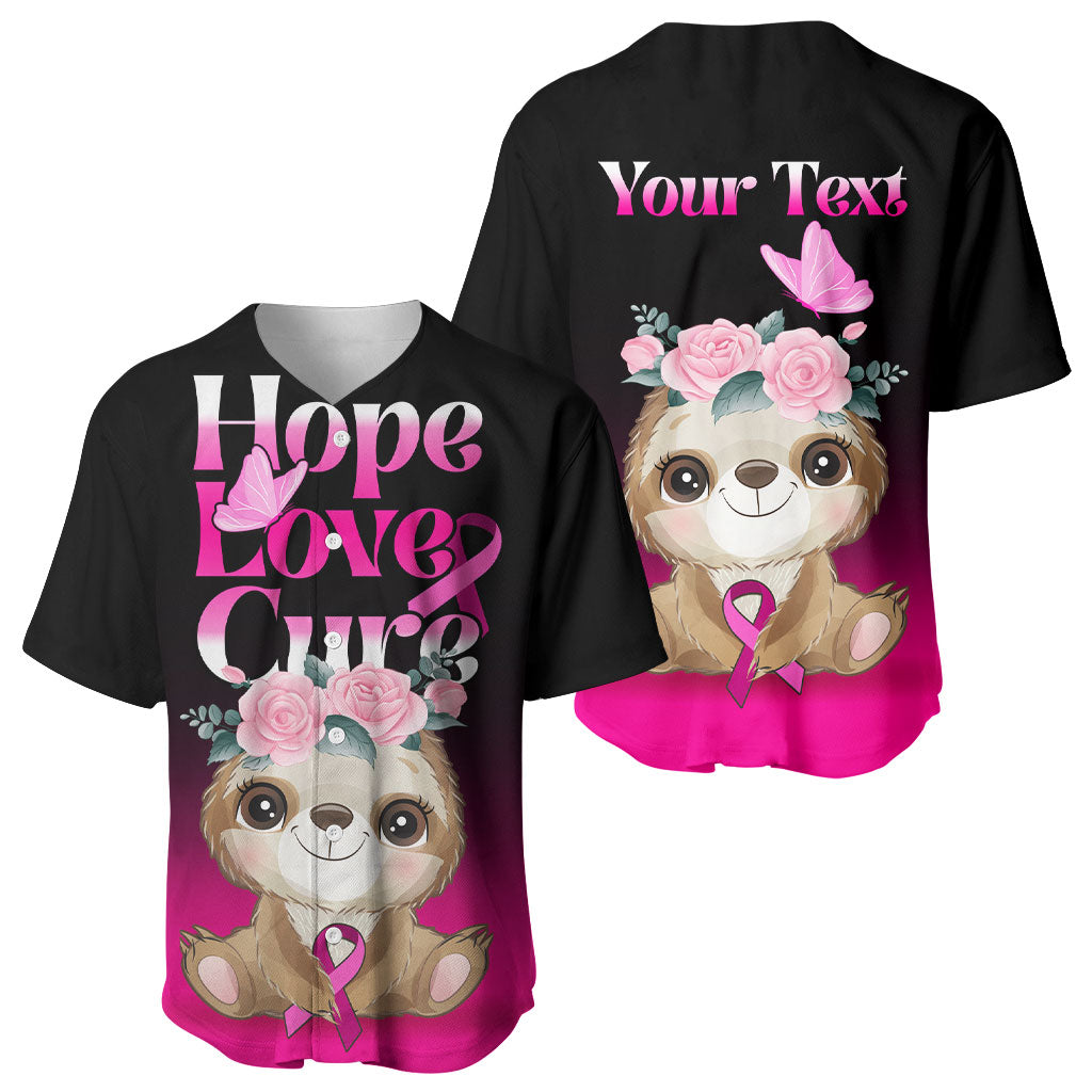 Personalised Hope Love Cure Sloth Baseball Jersey