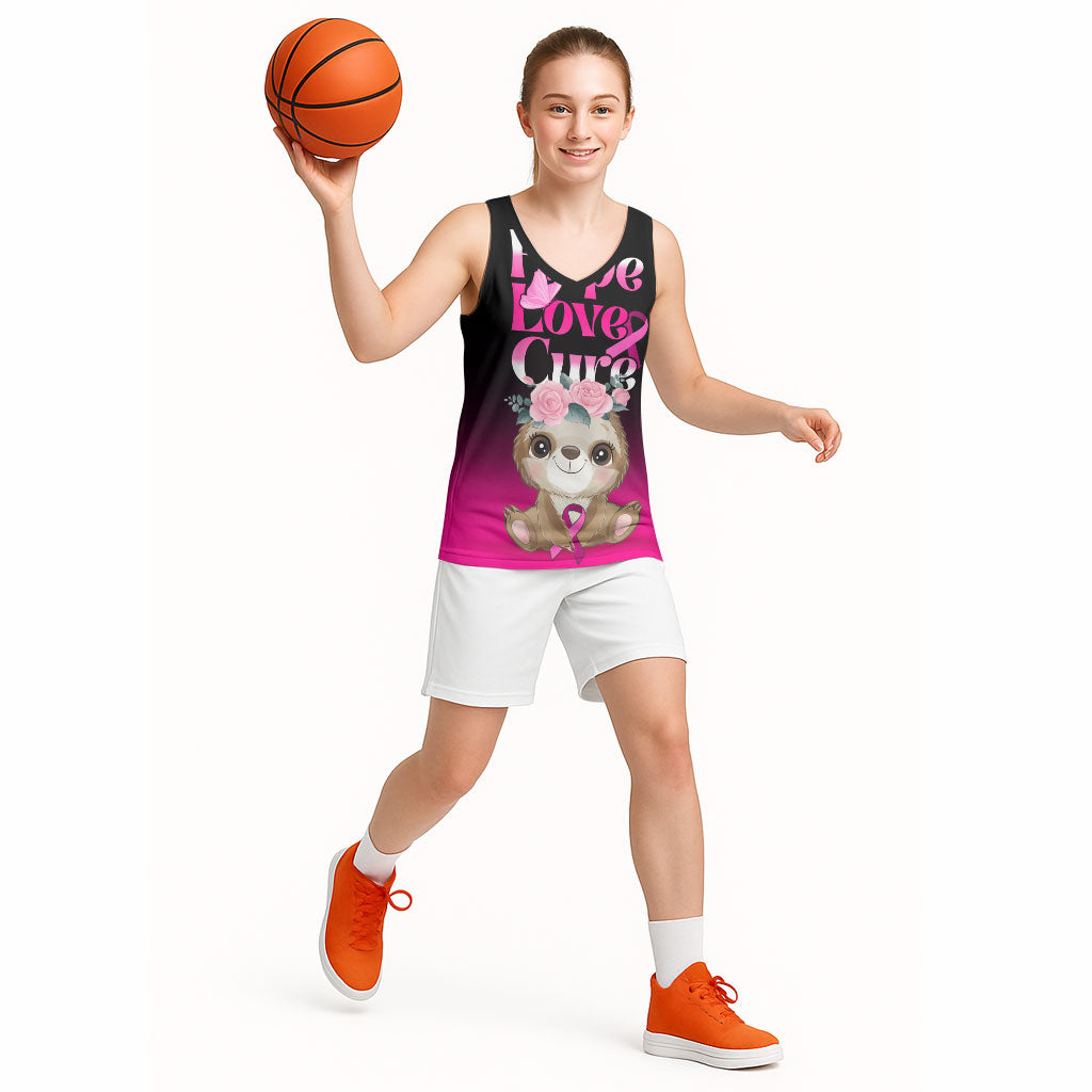 Personalised Hope Love Cure Sloth Basketball Jersey