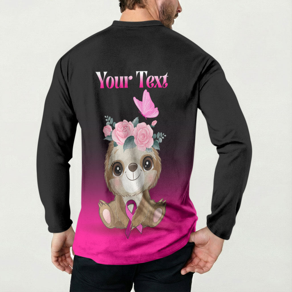 Personalised Hope Love Cure Sloth Button Sweatshirt