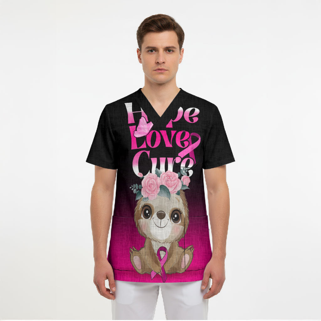 Personalised Hope Love Cure Sloth Scrub Top