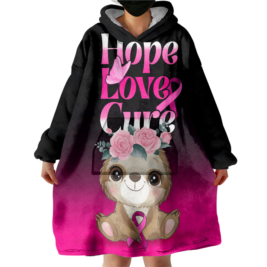 Personalised Hope Love Cure Sloth Wearable Blanket Hoodie