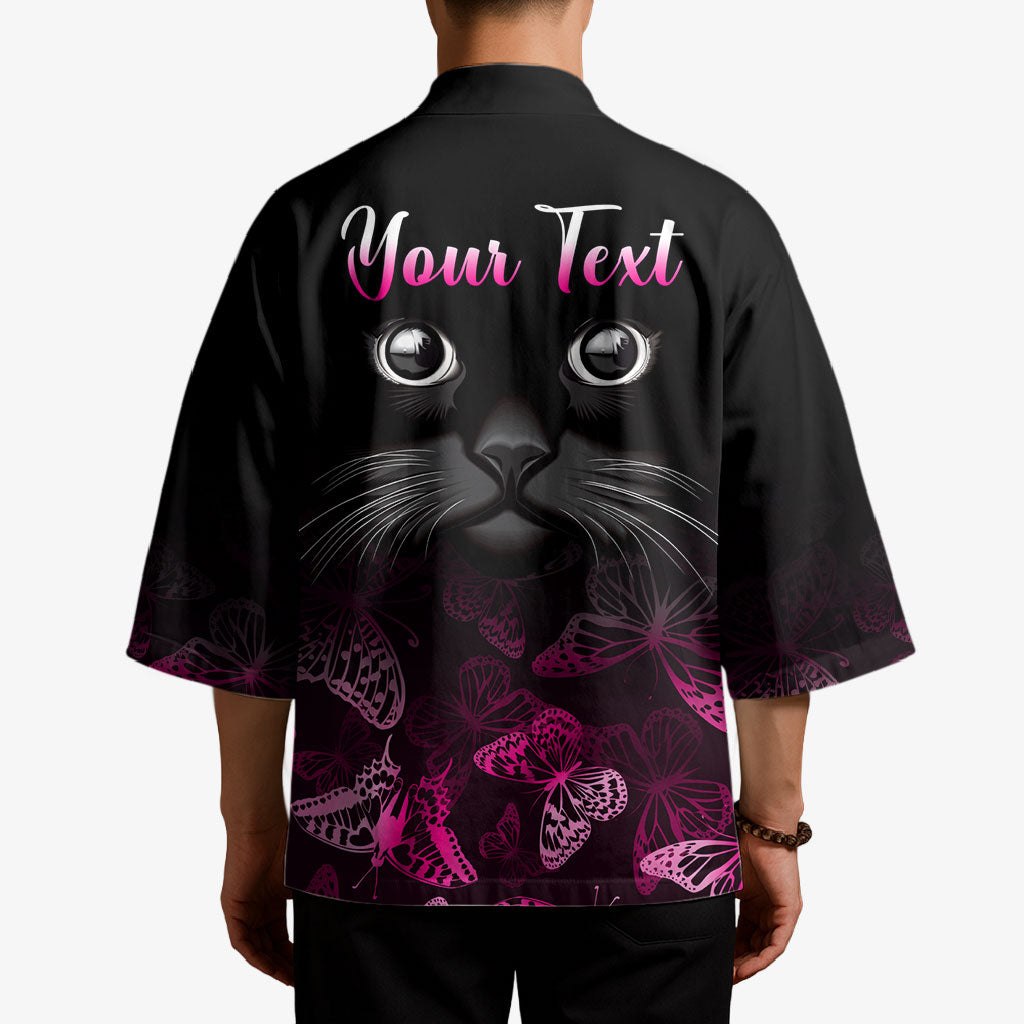 Personalised I Am A Survivor Kimono Black Cat Breast Cancer Support