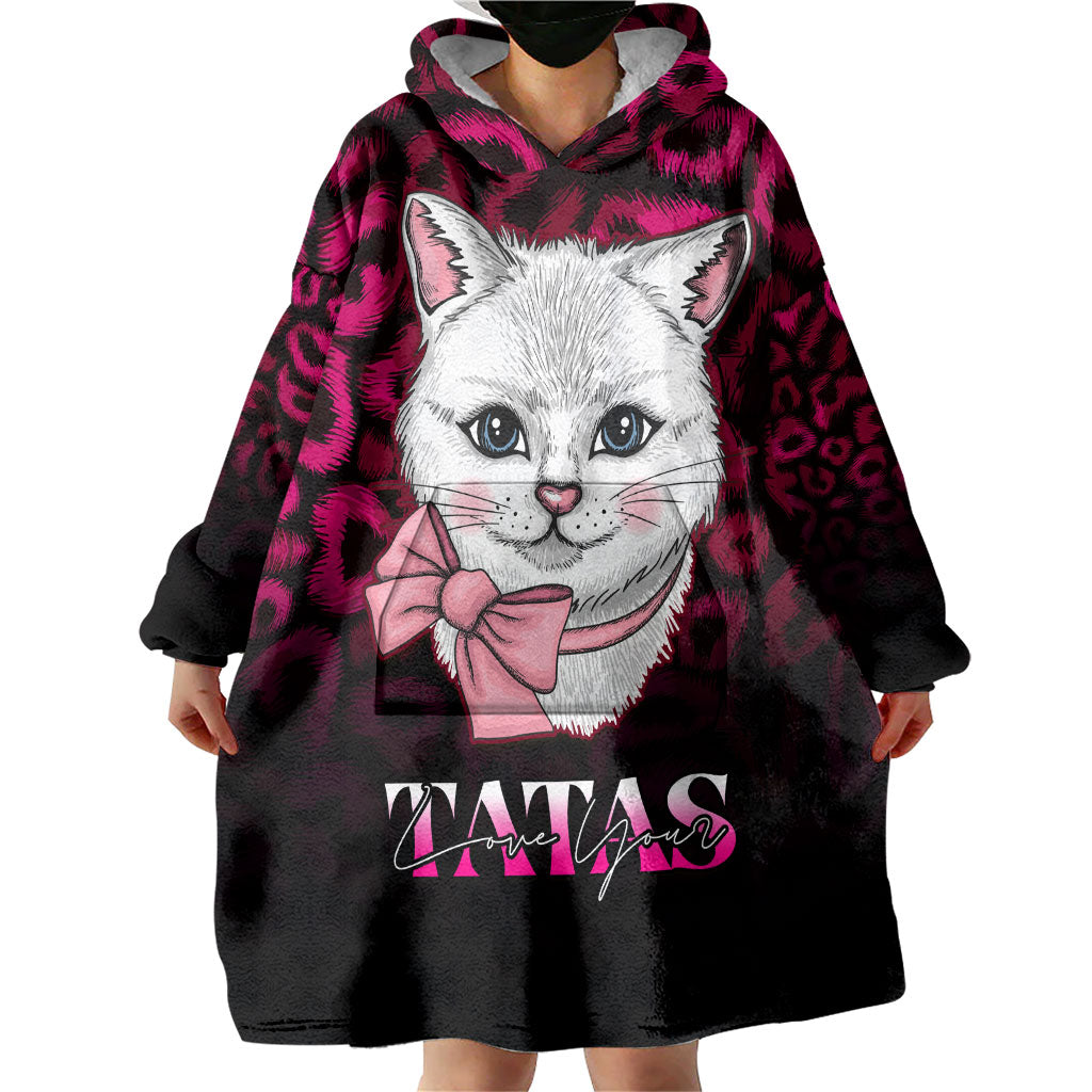 Personalised Love Your Tatas Wearable Blanket Hoodie Cat Breast Cancer Support