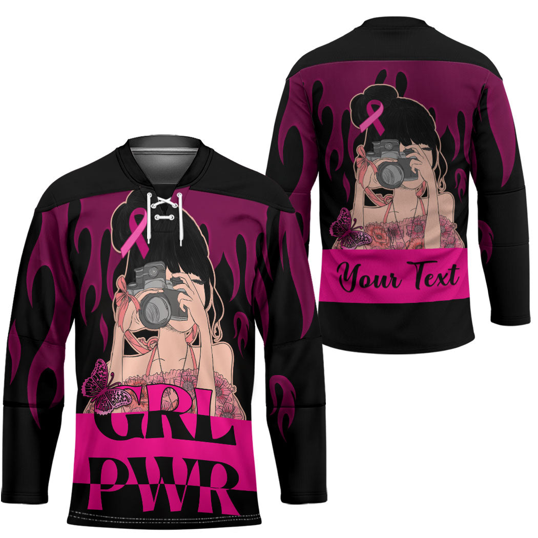 Personalised Girl Power Hockey Jersey Day Of The Girl Breast Cancer Support