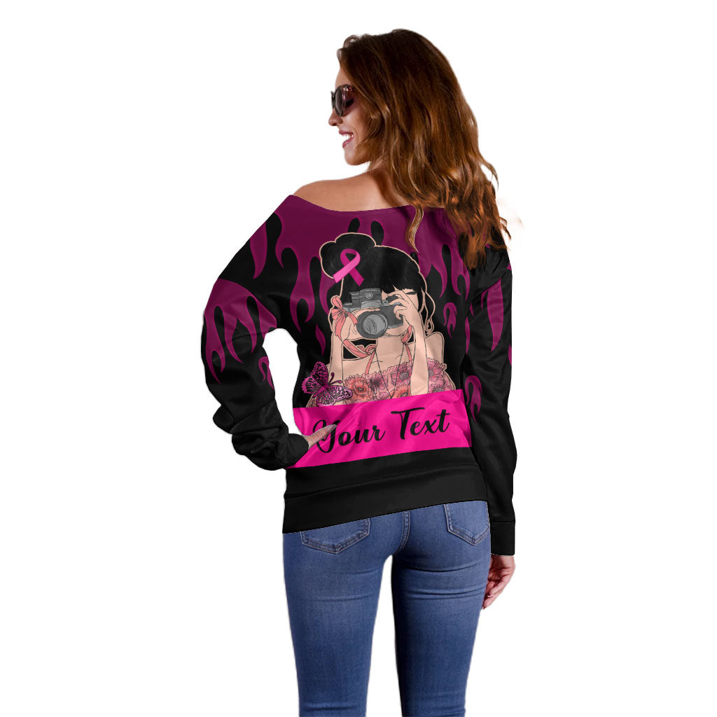 Personalised Girl Power Off Shoulder Sweater Day Of The Girl Breast Cancer Support