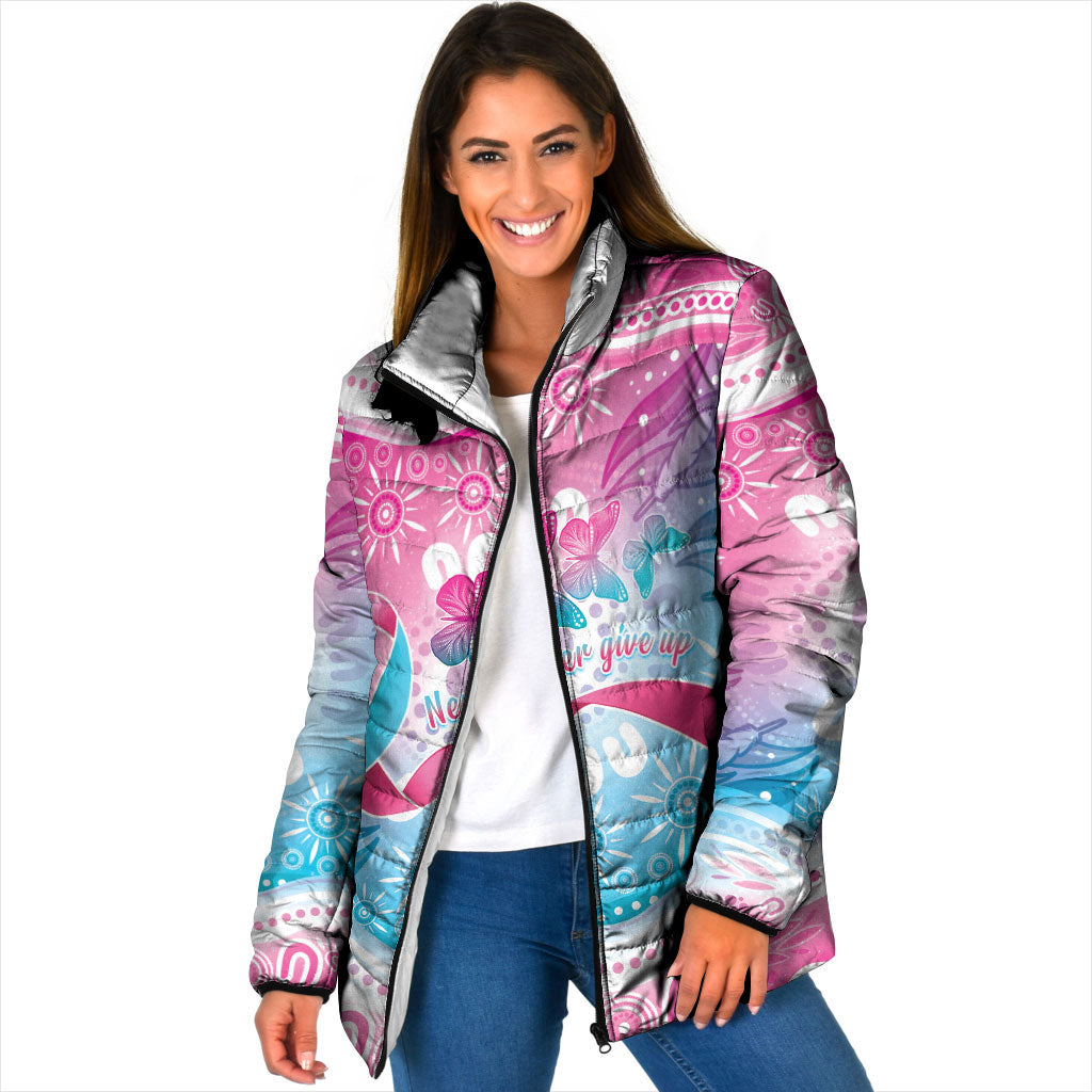 Australia Hereditary Cancer Support Padded Jacket Never Give Up