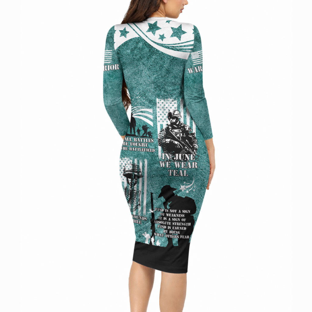 Veteran PTSD Long Sleeve Bodycon Dress Not A Sign Of Weakness It Is Earned By Doing What Others Fear
