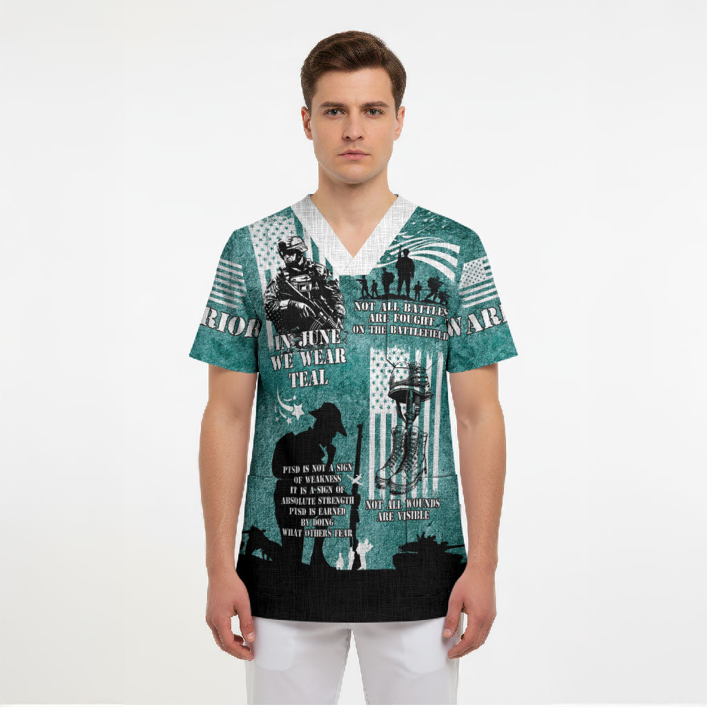 Veteran PTSD Scrub Top Not A Sign Of Weakness It Is Earned By Doing What Others Fear