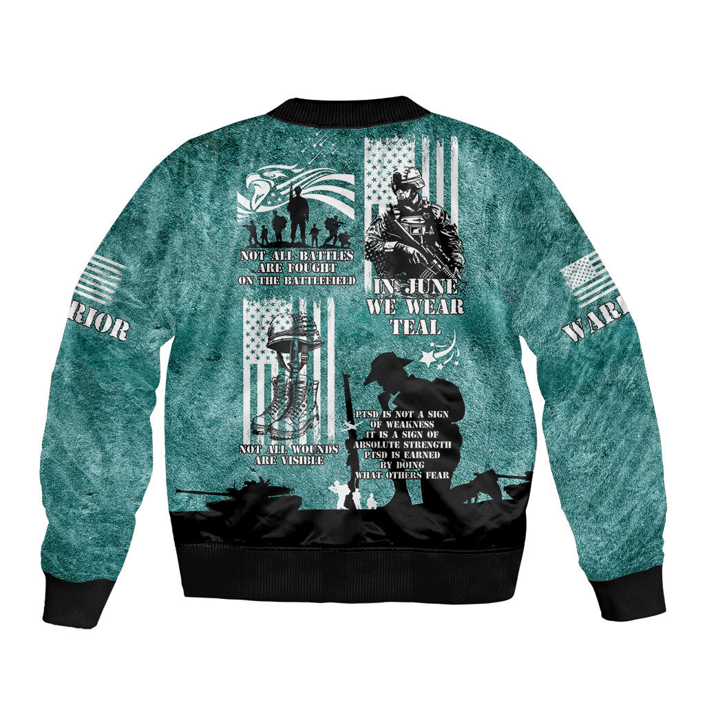 Veteran PTSD Sleeve Zip Bomber Jacket Not A Sign Of Weakness It Is Earned By Doing What Others Fear