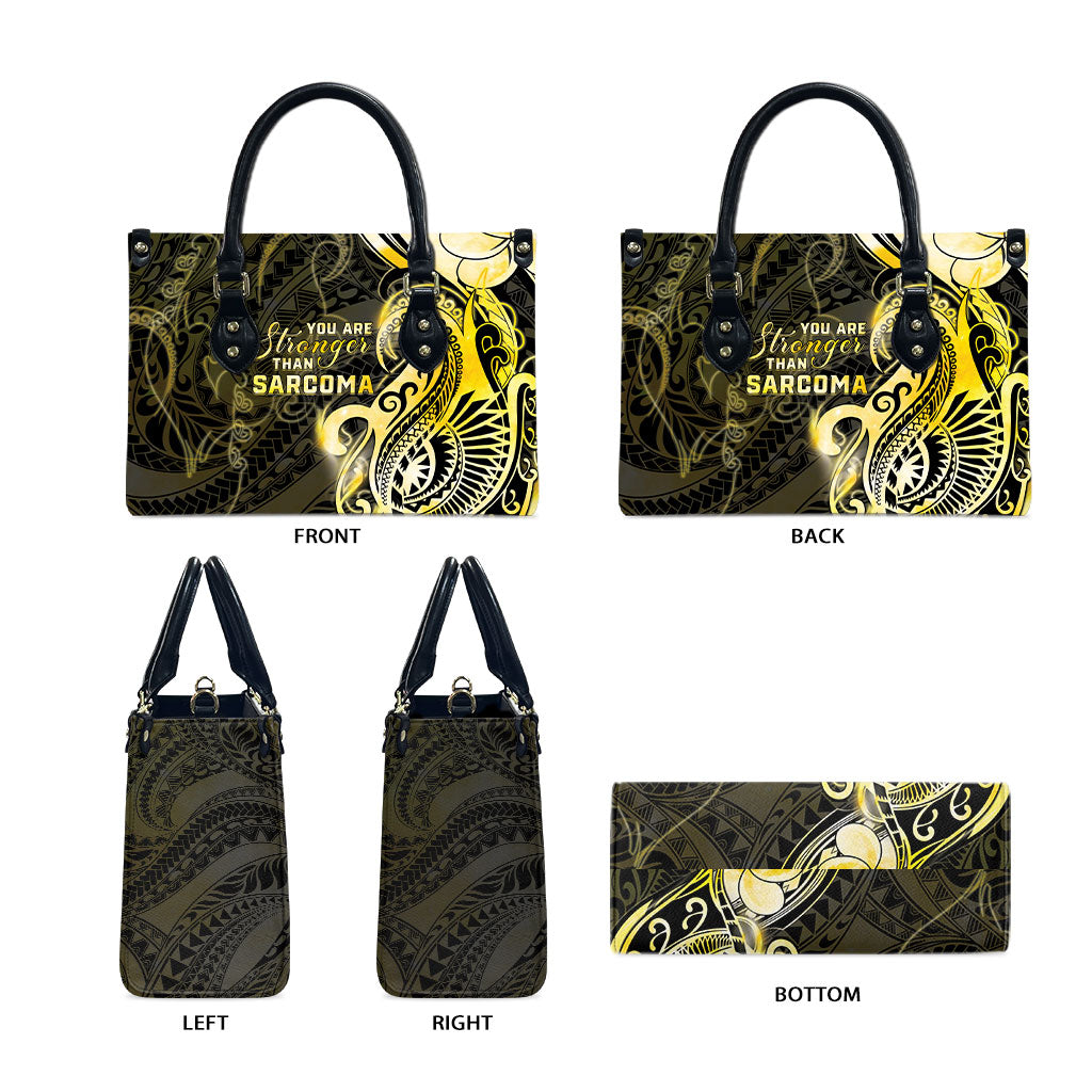 Sarcoma Support Leather Bag You Are Stronger Than Sarcoma