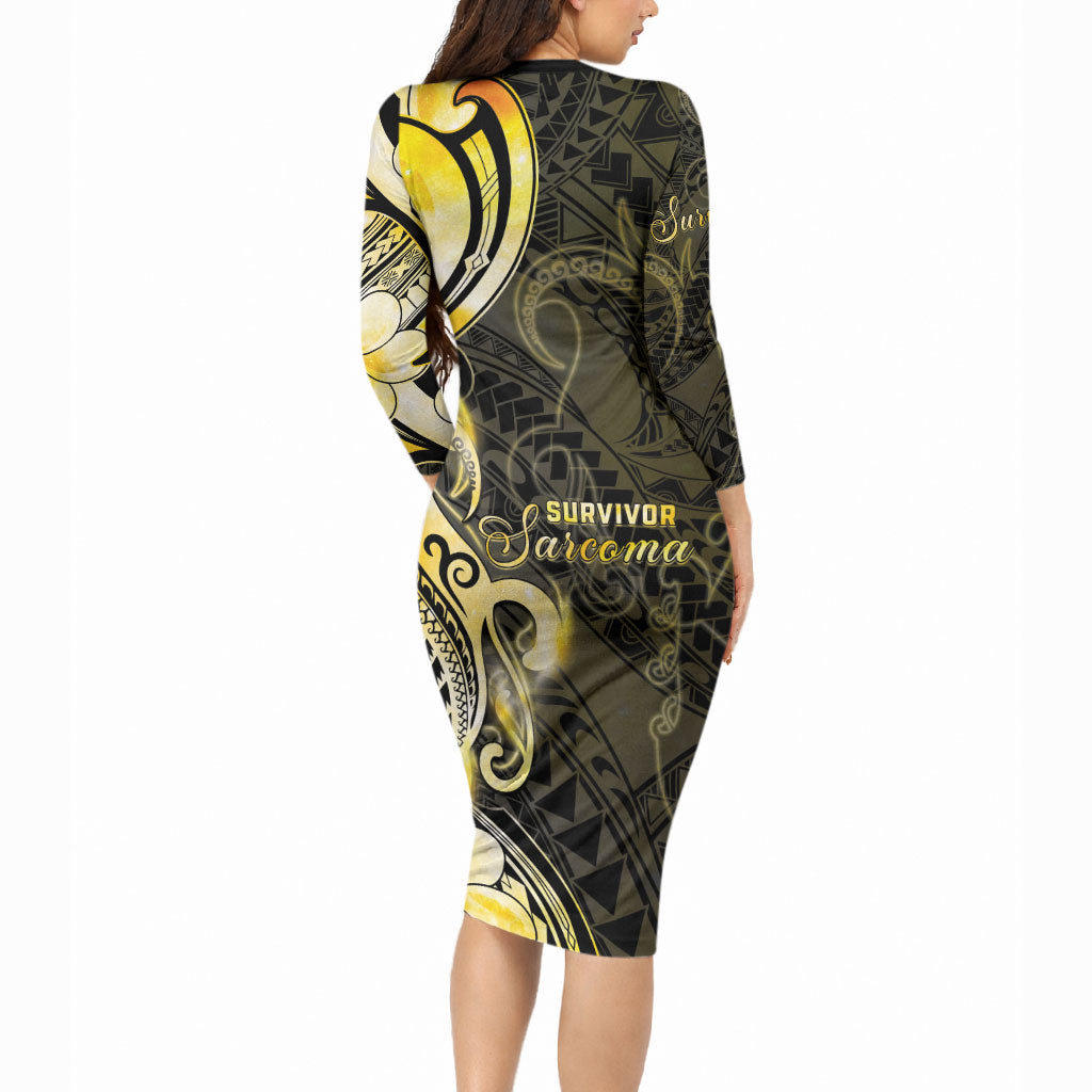 Sarcoma Support Long Sleeve Bodycon Dress You Are Stronger Than Sarcoma