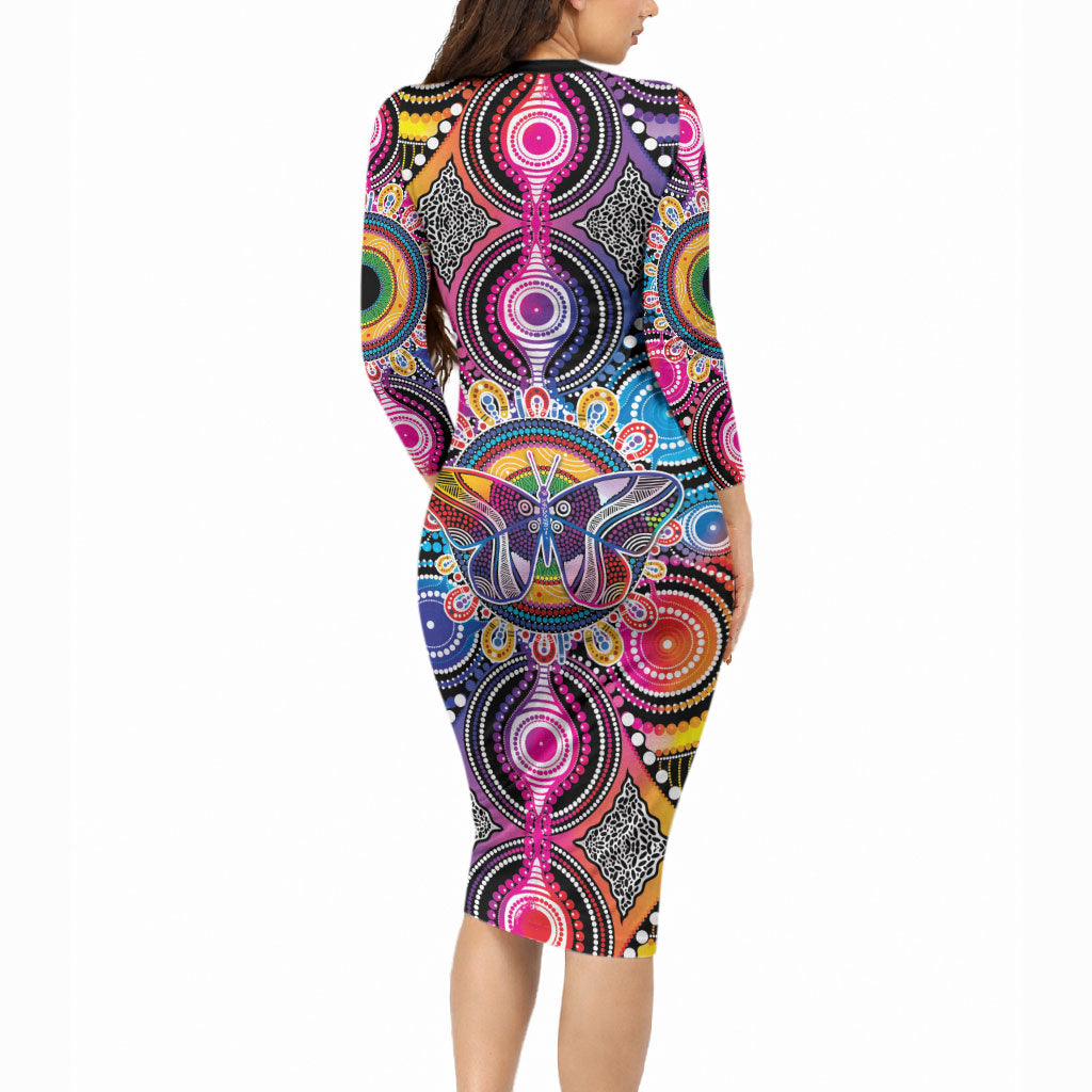 Australia Indigenous Autism Support Long Sleeve Bodycon Dress Its Okay To Be Different