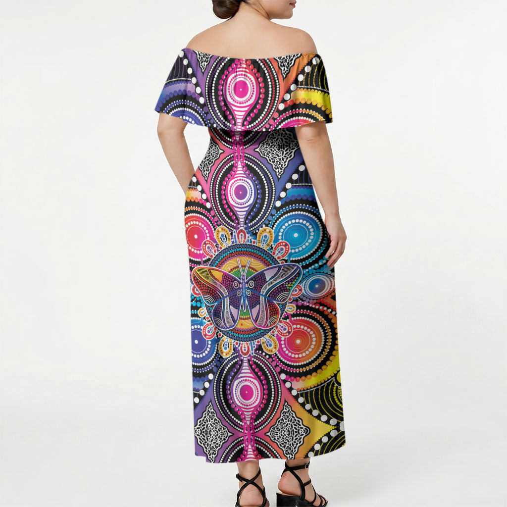 Australia Indigenous Autism Support Off Shoulder Maxi Dress Its Okay To Be Different