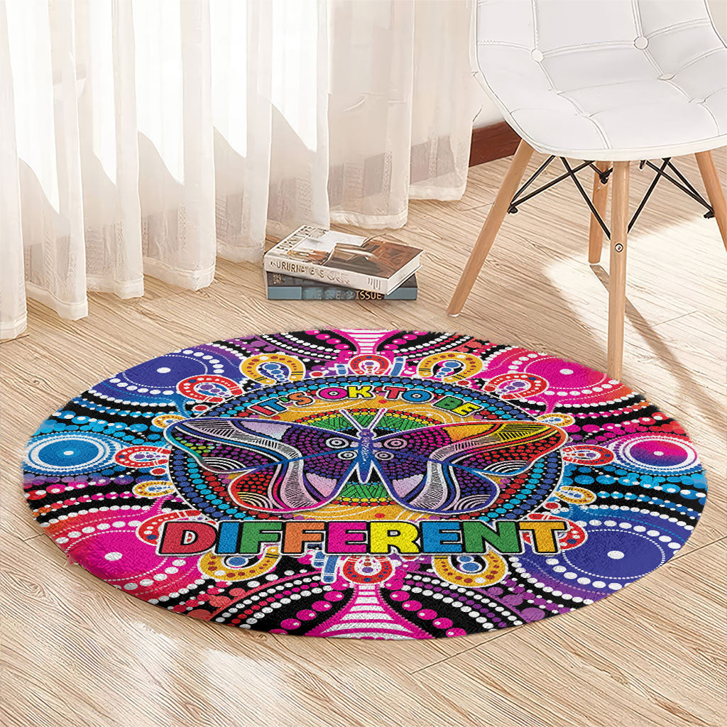 Australia Indigenous Autism Support Round Carpet Its Okay To Be Different