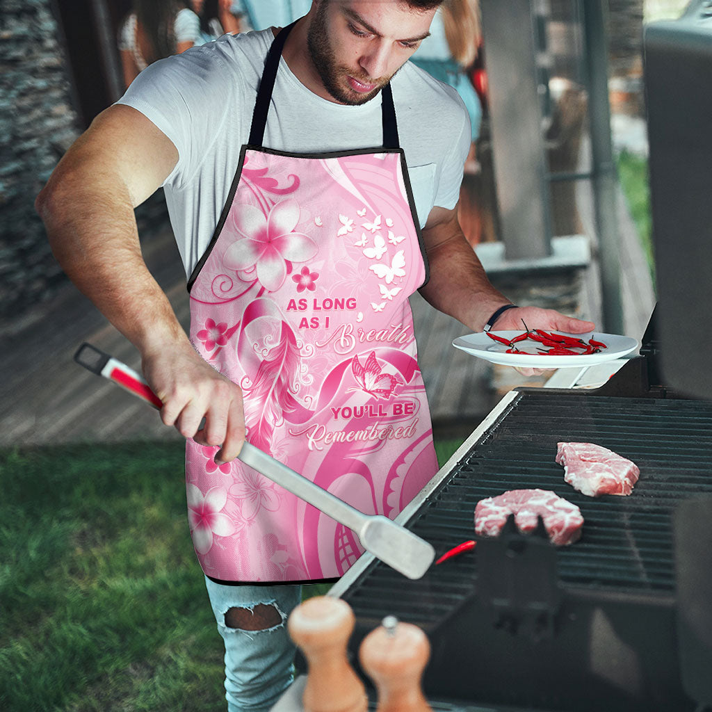 Memorial Pink Breast Cancer Support Apron Plumeria Floral Tribal Pattern