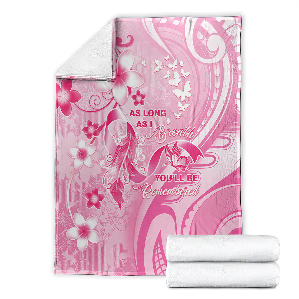 Memorial Pink Breast Cancer Support Blanket Plumeria Floral Tribal Pattern