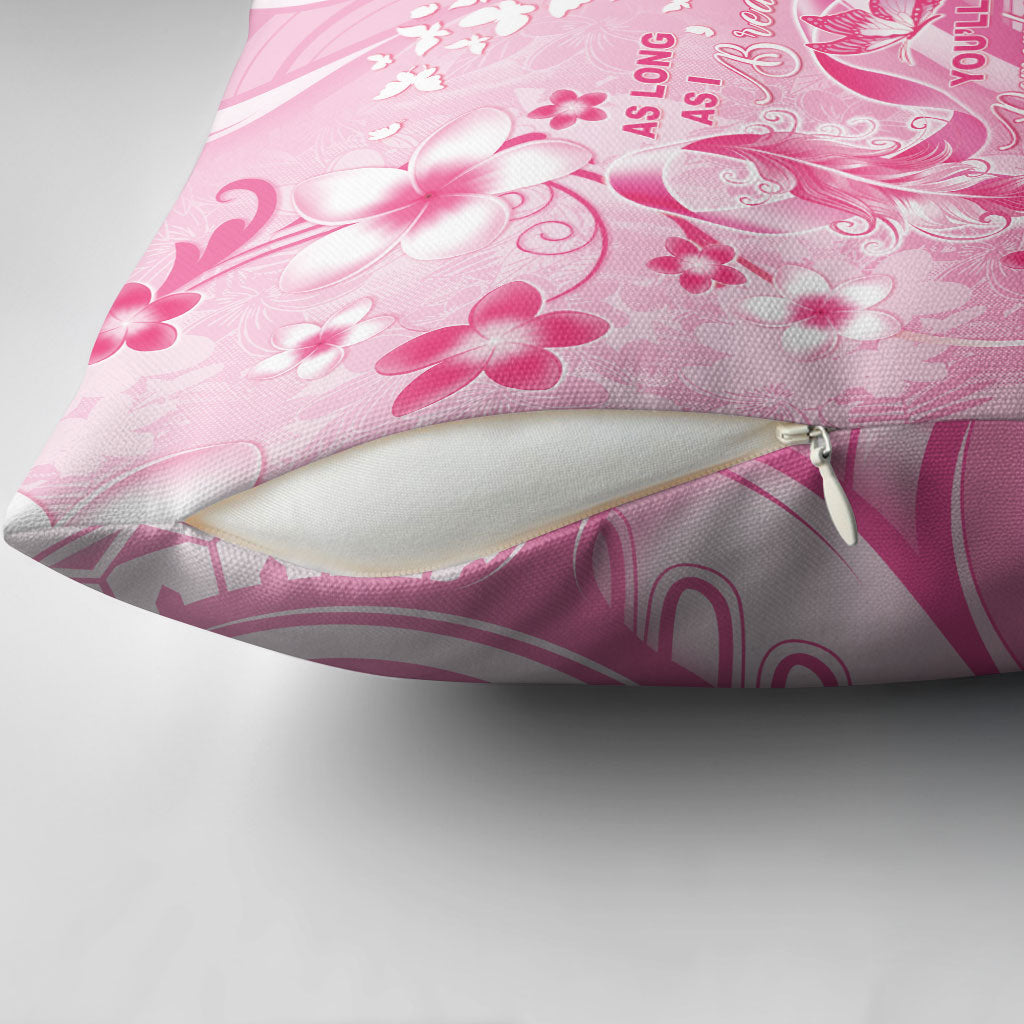 Memorial Pink Breast Cancer Support Pillow Cover Plumeria Floral Tribal Pattern
