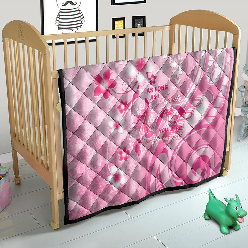 Memorial Pink Breast Cancer Support Quilt Plumeria Floral Tribal Pattern