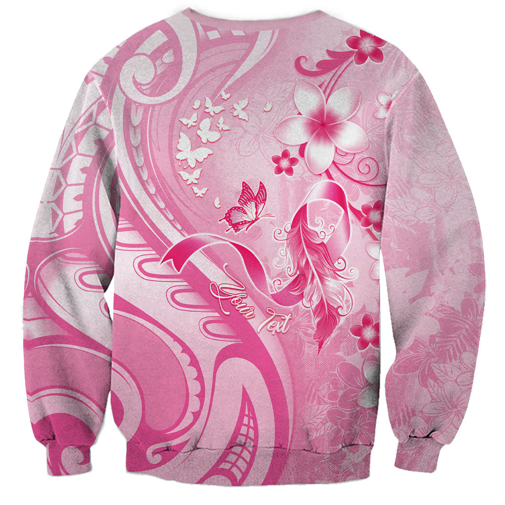 Personalised Memorial Pink Breast Cancer Support Sweatshirt Plumeria Floral Tribal Pattern