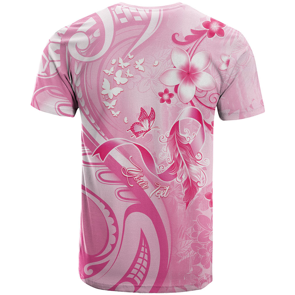 Personalised Memorial Pink Breast Cancer Support T Shirt Plumeria Floral Tribal Pattern