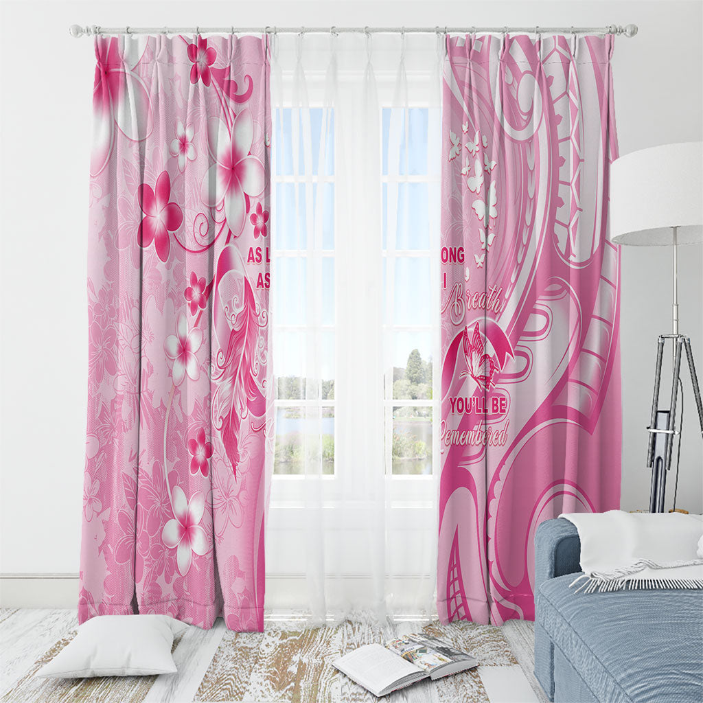 Memorial Pink Breast Cancer Support Window Curtain Plumeria Floral Tribal Pattern