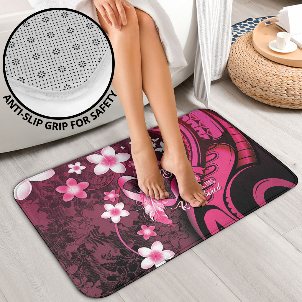 Memorial Breast Cancer Support Bathroom Set Plumeria Floral Tribal Pattern