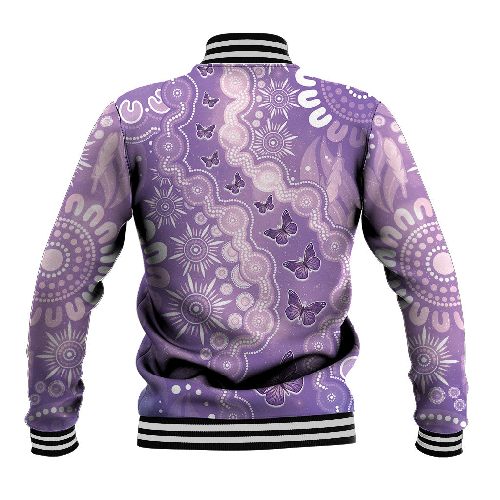 Australia Epilepsy Support Baseball Jacket Purple Butterflies Aboriginal