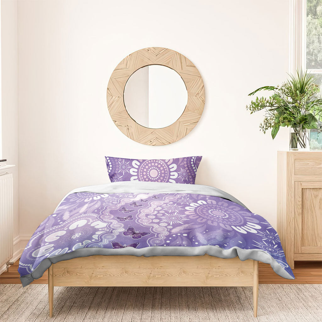 Australia Epilepsy Support Bedding Set Purple Butterflies Aboriginal