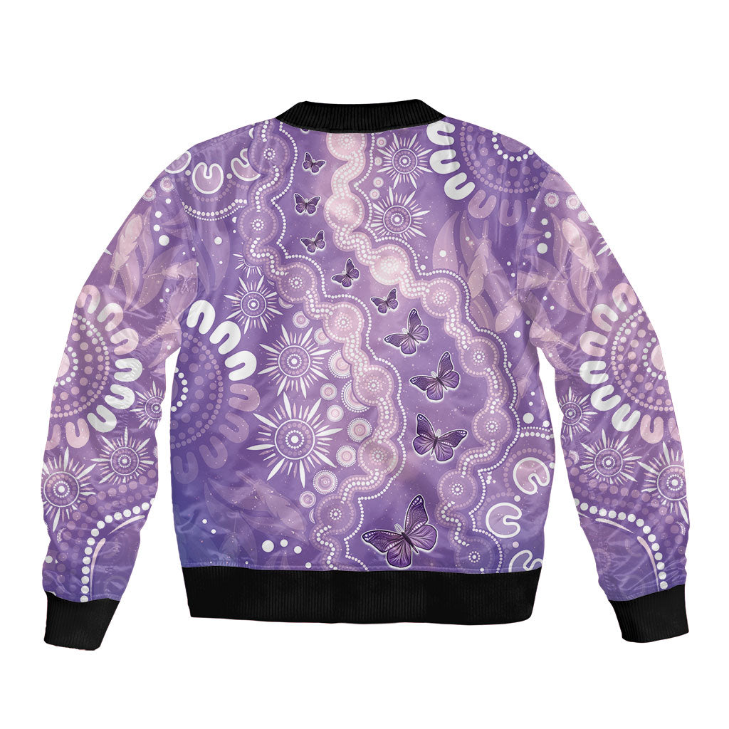 Australia Epilepsy Support Bomber Jacket Purple Butterflies Aboriginal