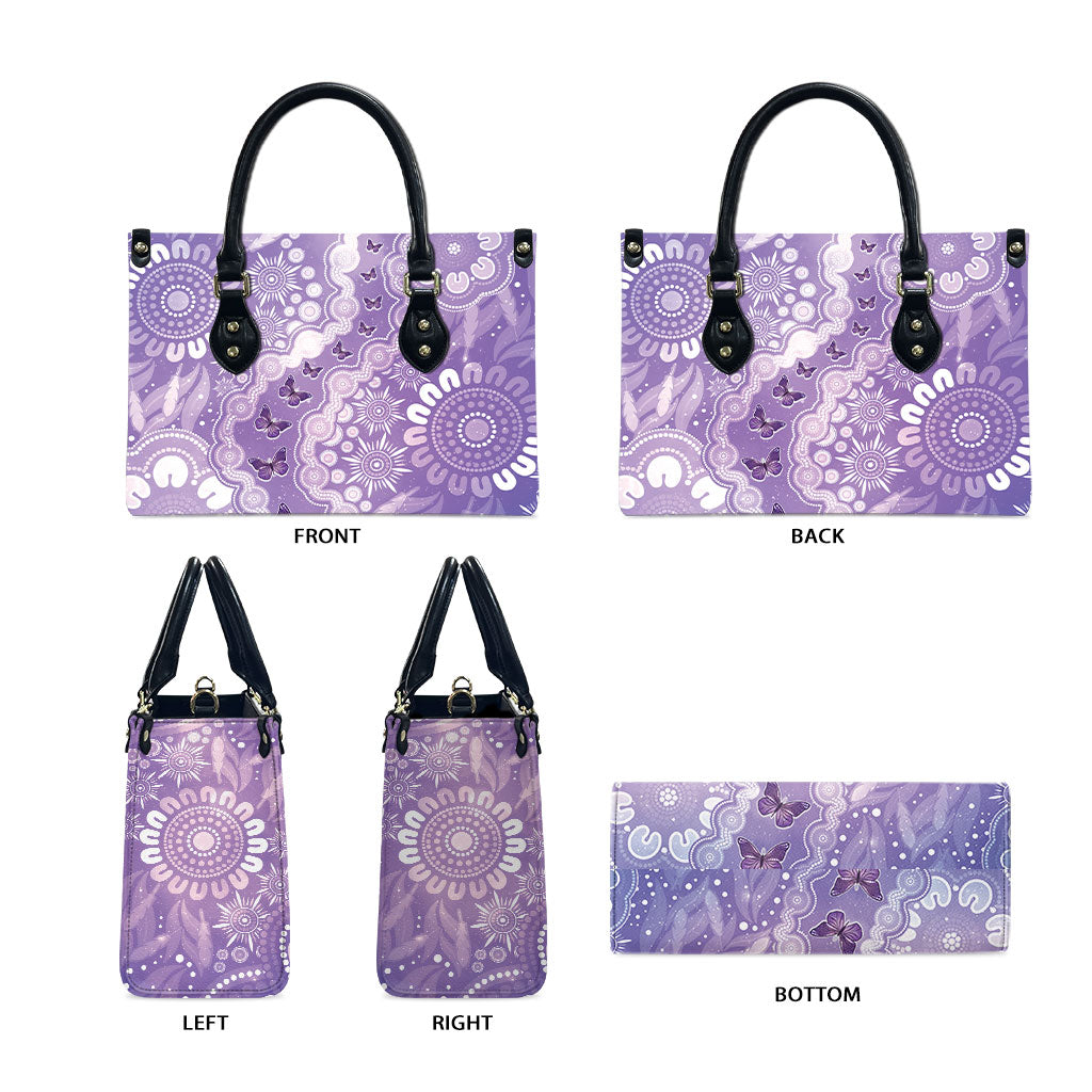 Australia Epilepsy Support Leather Bag Purple Butterflies Aboriginal