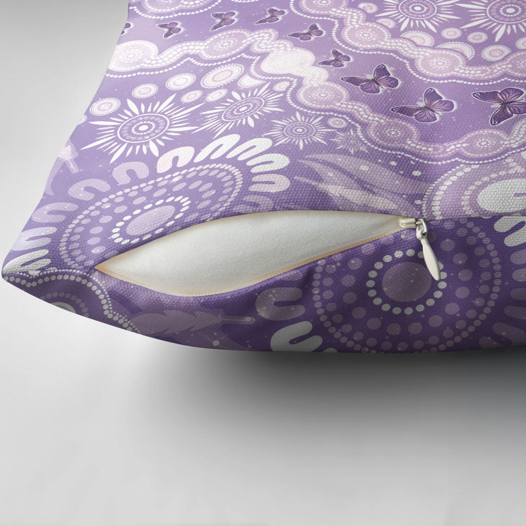 Australia Epilepsy Support Pillow Cover Purple Butterflies Aboriginal