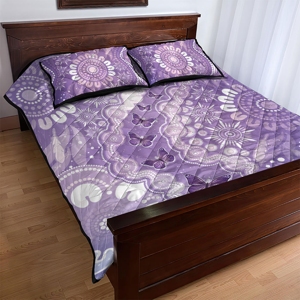 Australia Epilepsy Support Quilt Bed Set Purple Butterflies Aboriginal