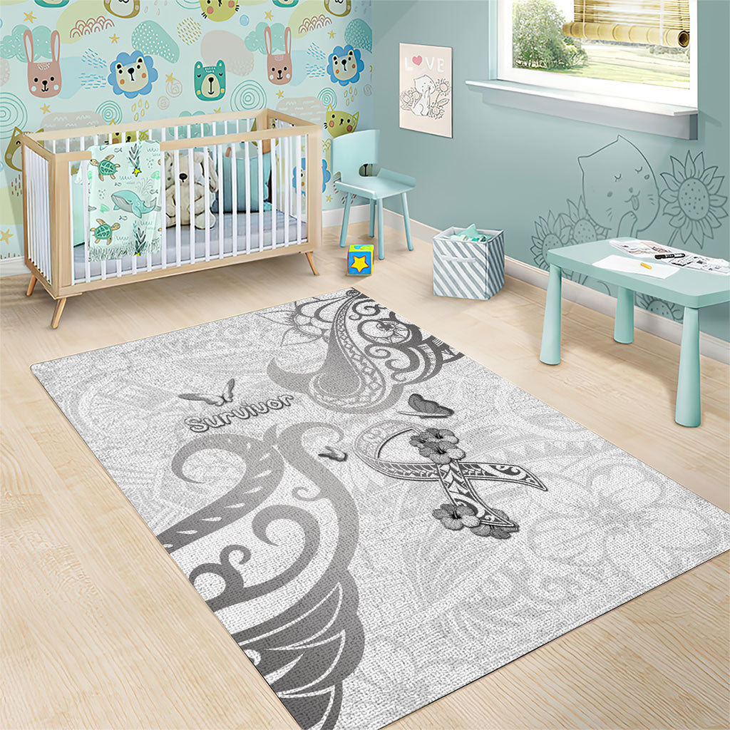 Brain Cancer Support Area Rug Ribbon Polynesian Pattern