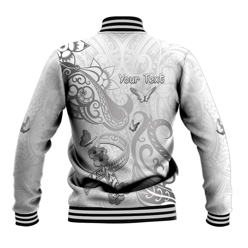 Personalised Brain Cancer Support Baseball Jacket Ribbon Polynesian Pattern