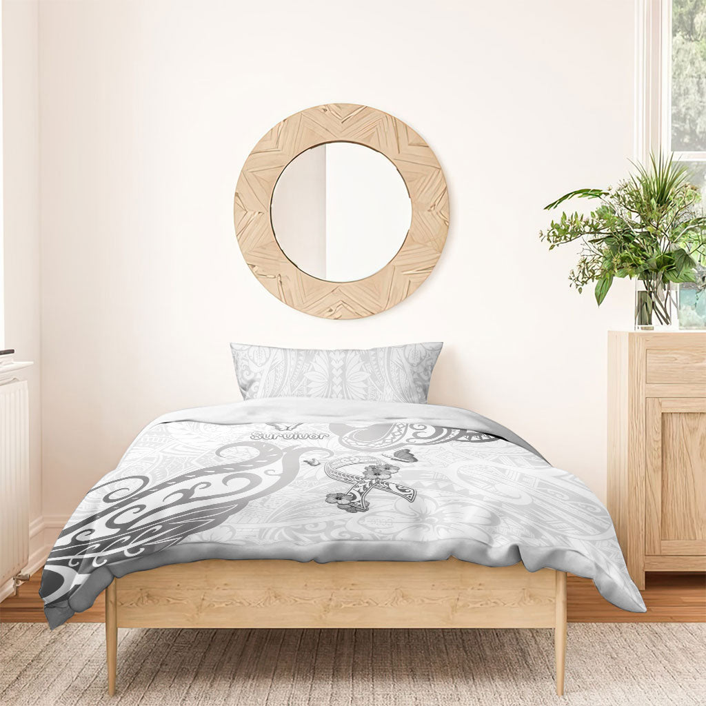 Brain Cancer Support Bedding Set Ribbon Polynesian Pattern