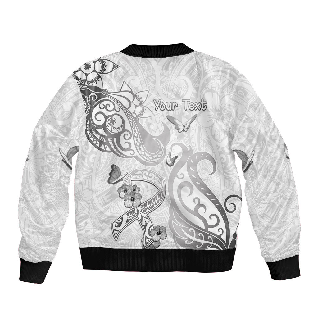Personalised Brain Cancer Support Bomber Jacket Ribbon Polynesian Pattern