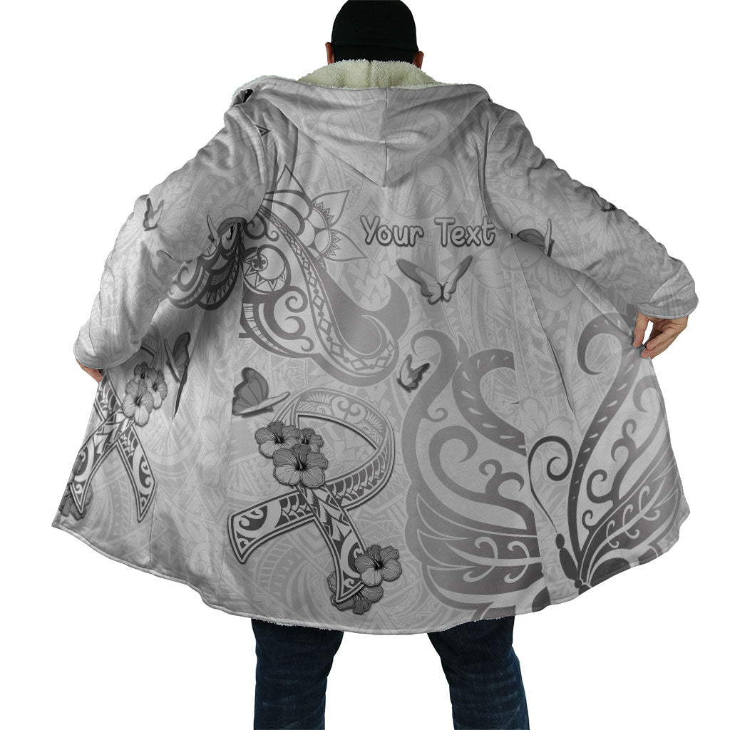 Personalised Brain Cancer Support Cloak Ribbon Polynesian Pattern