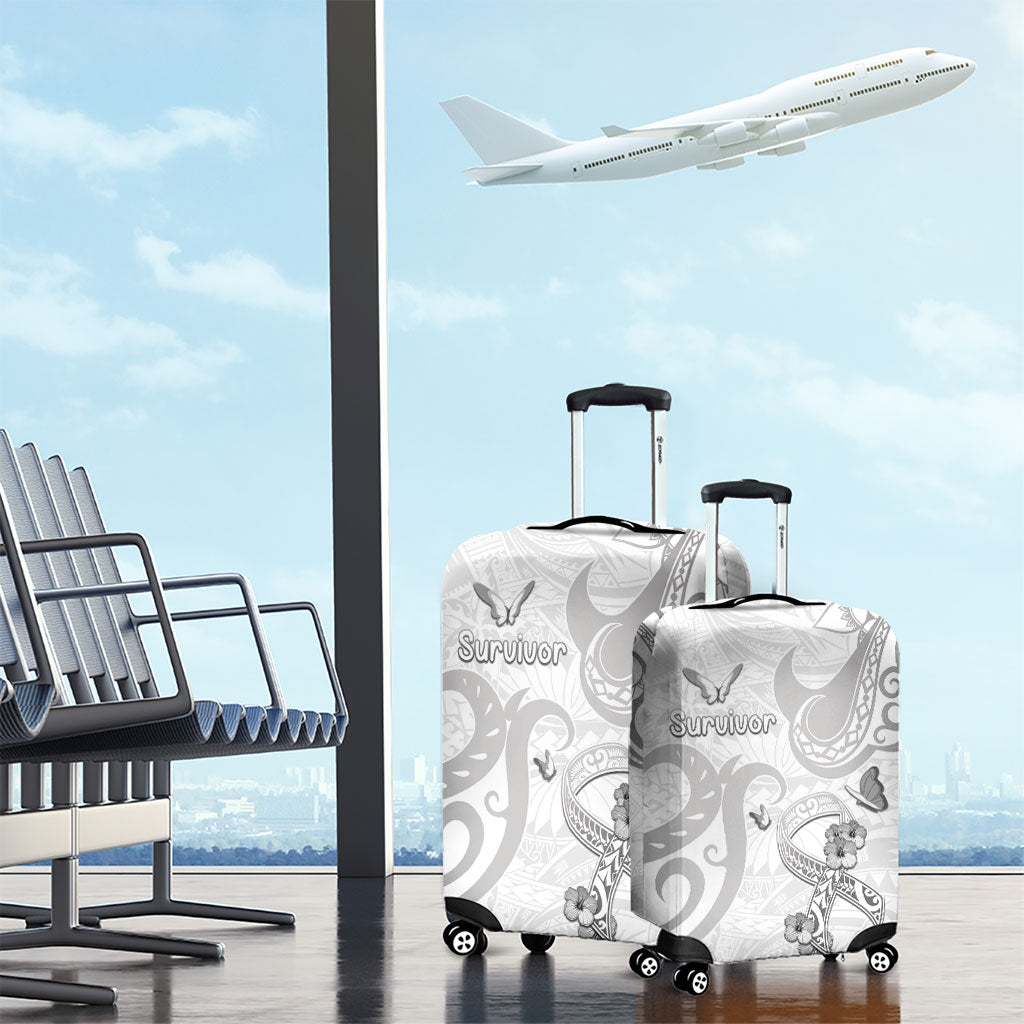 Brain Cancer Support Luggage Cover Ribbon Polynesian Pattern