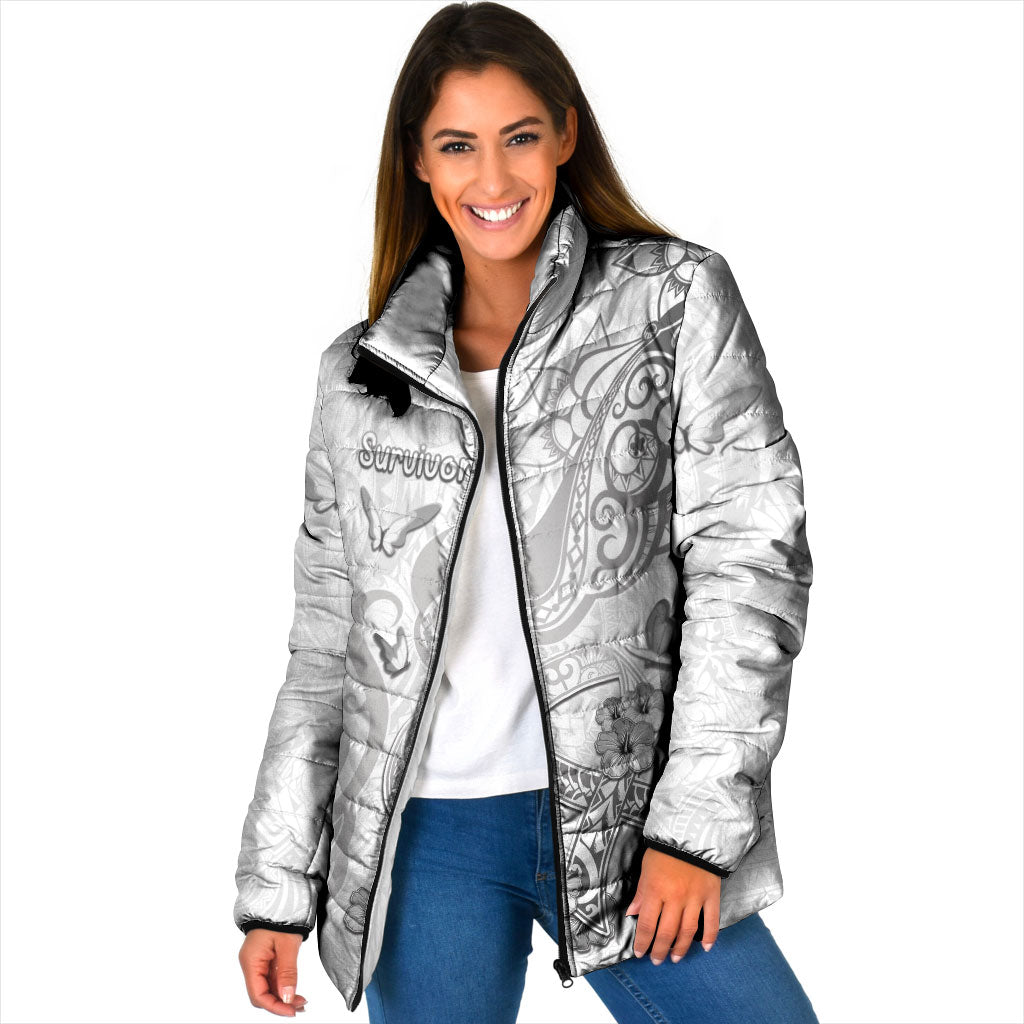 Personalised Brain Cancer Support Padded Jacket Ribbon Polynesian Pattern