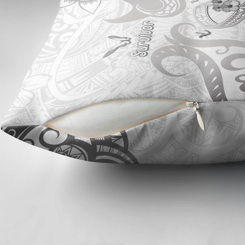 Brain Cancer Support Pillow Cover Ribbon Polynesian Pattern